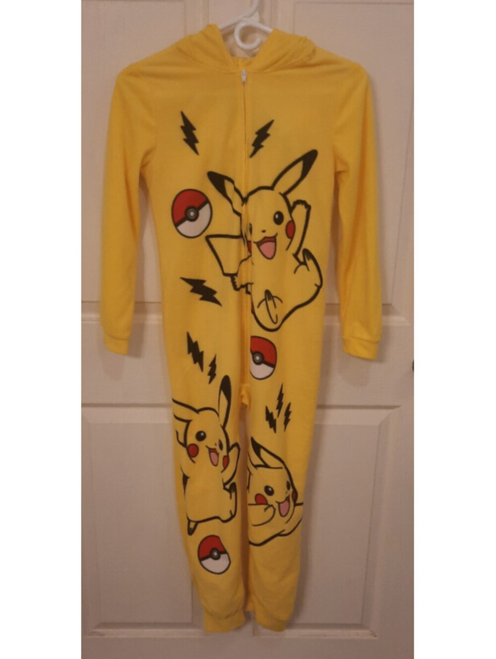 Pokemon Pikachu Kids 10/12 Union Suit one piece Pajama Fleece Hooded Zip